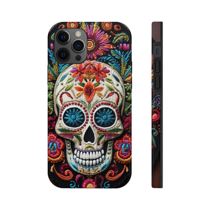 Embroidery Style Skulls Goth Dark Academia Tough Case iPhone Case