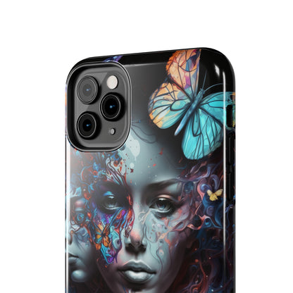 Synthwave Butterfly Girl Trippy Fantasy Art iPhone Case | Embrace the Futuristic Vibe with Whimsical Artistry