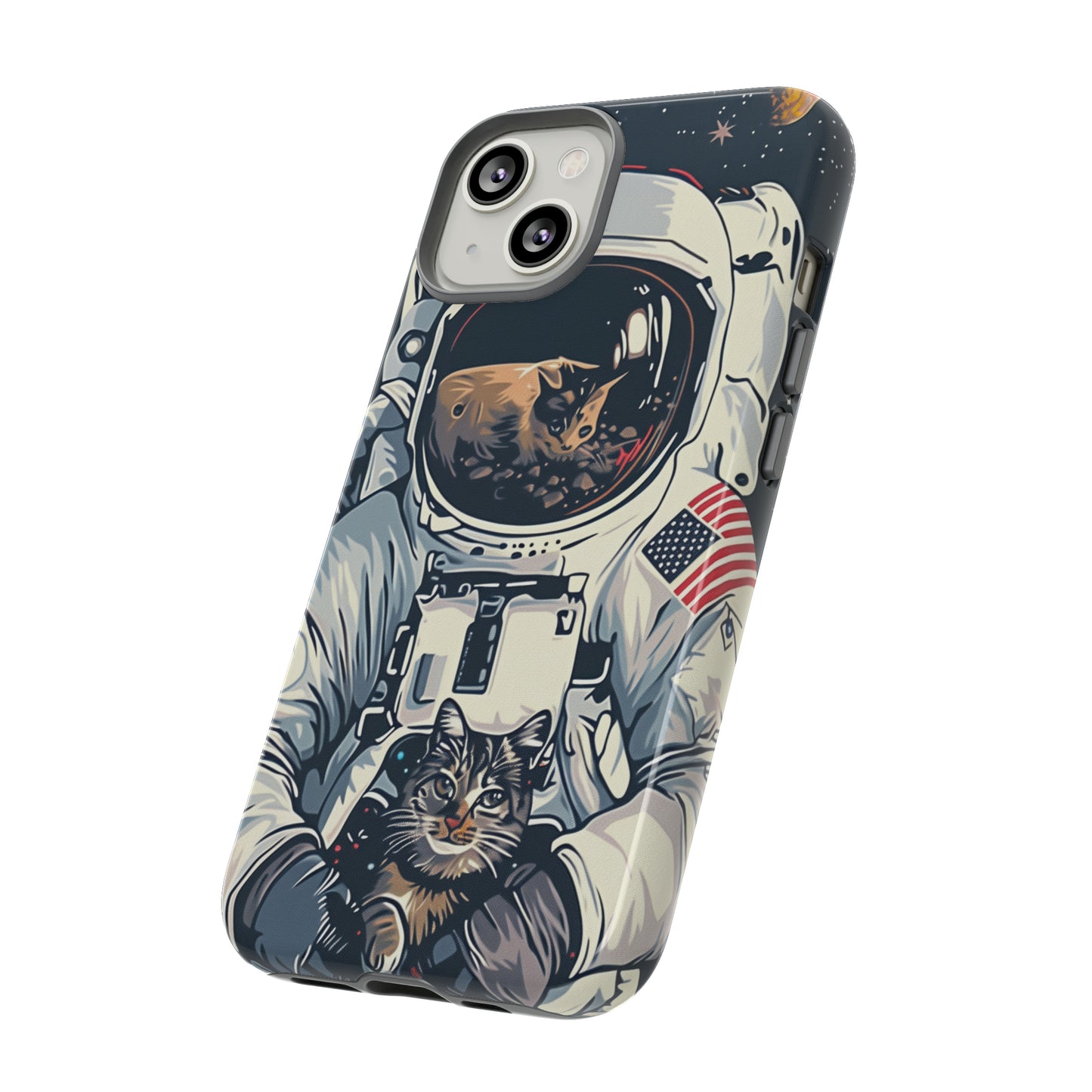 The Astronaut and the Cosmic Cat Phone Case