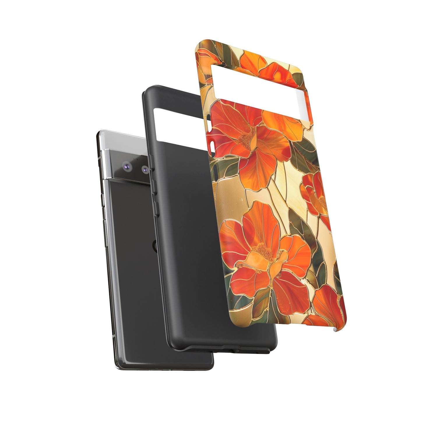 Orange Floral Phone Case Stained Glass Flower Aesthetic