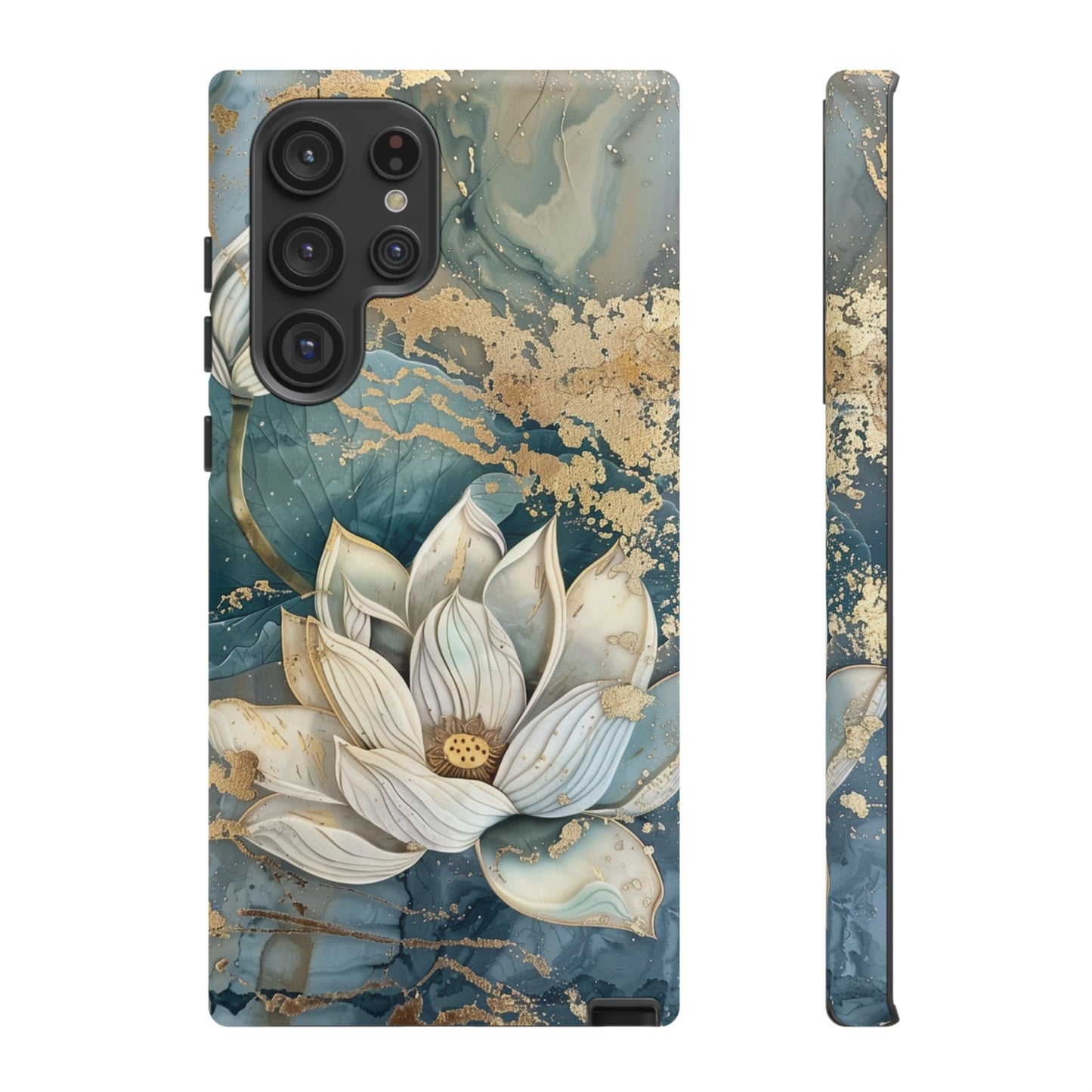 Zen Stained Glass Marble Lotus Floral Design Phone Case