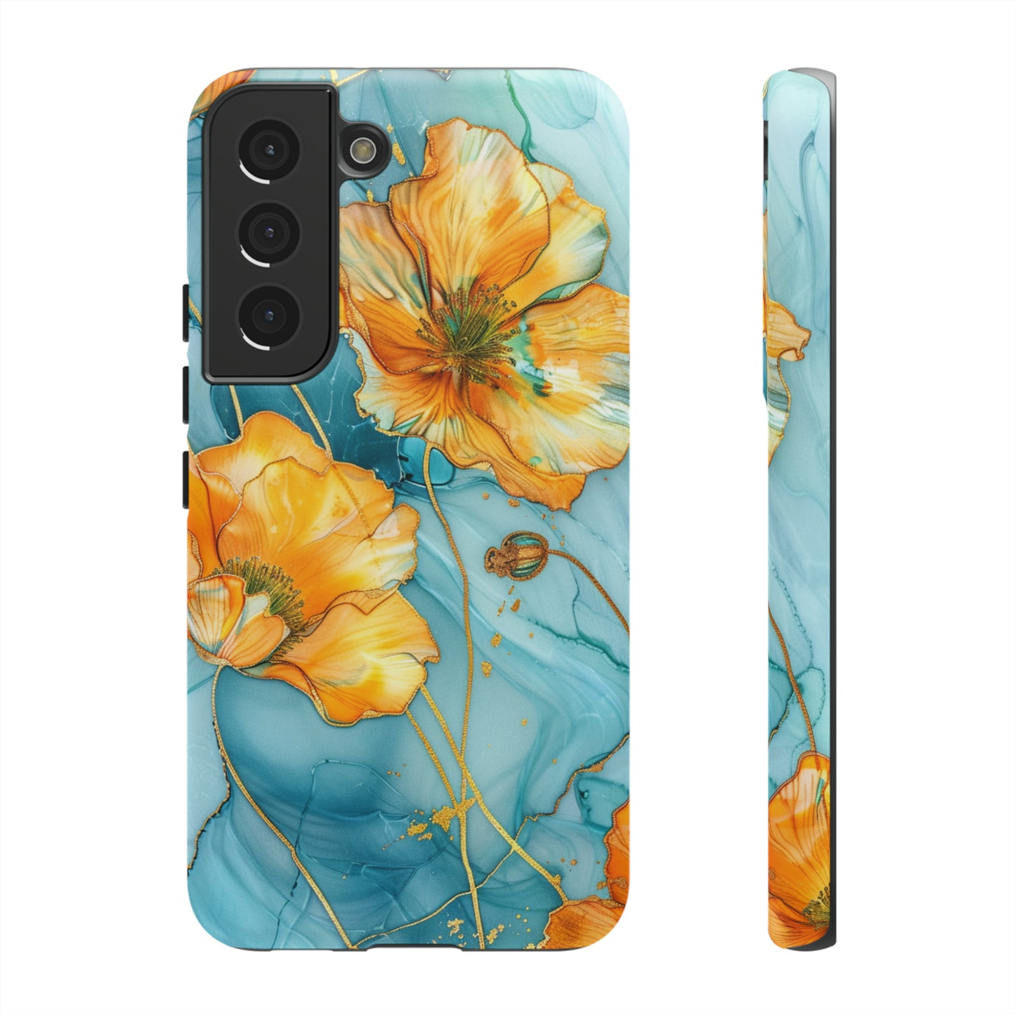 Gold Poppies Color Splash Floral Design Phone Case