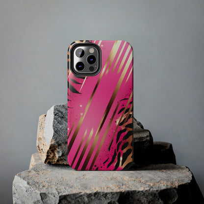 Elegant Wilderness: Pink & Gold Tiger Stripes | Mesmerizing Lush iPhone Case