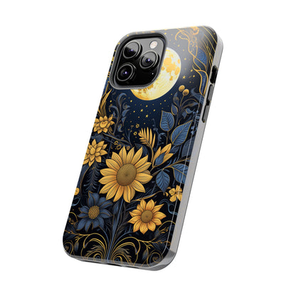 Starry Night Boho Meets Cottagecore: Floral Sun, Moon & Stars iPhone Case