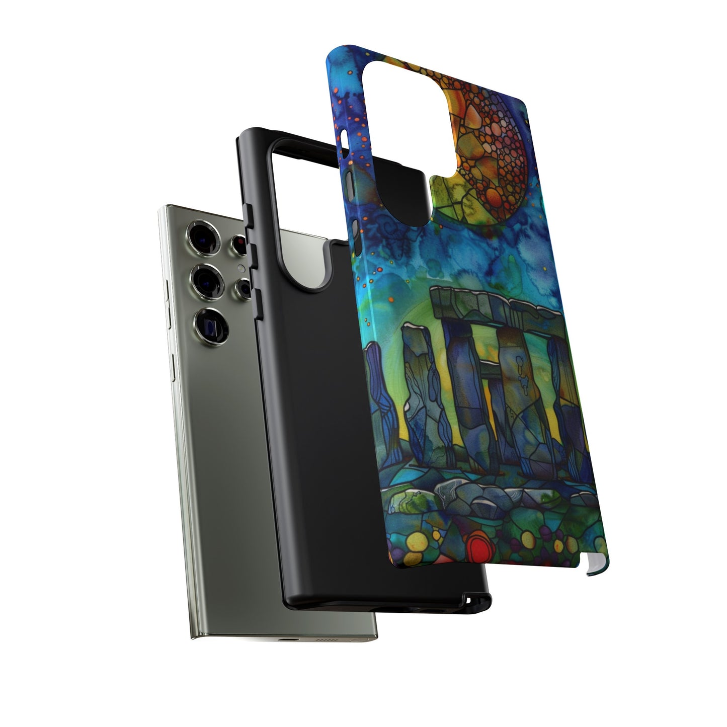 Stonehenge Neolithic Full Moon Stained Glass Watercolor Phone Cover