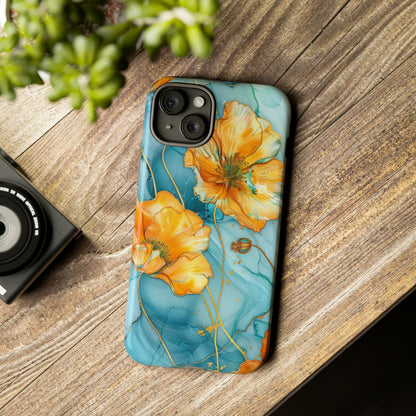 Gold Poppies Color Splash Floral Design Phone Case