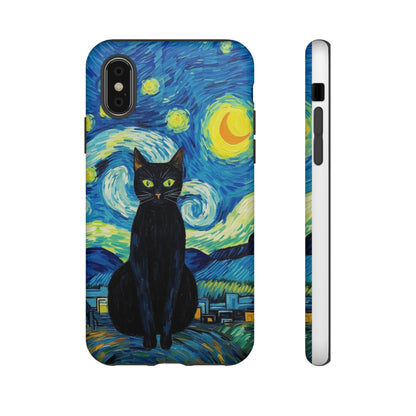 Starry Night Van Gogh Black Cat iPhone, Samsung Galaxy, Google Pixel  Case | Embrace Artistic Whimsy and Feline Charm