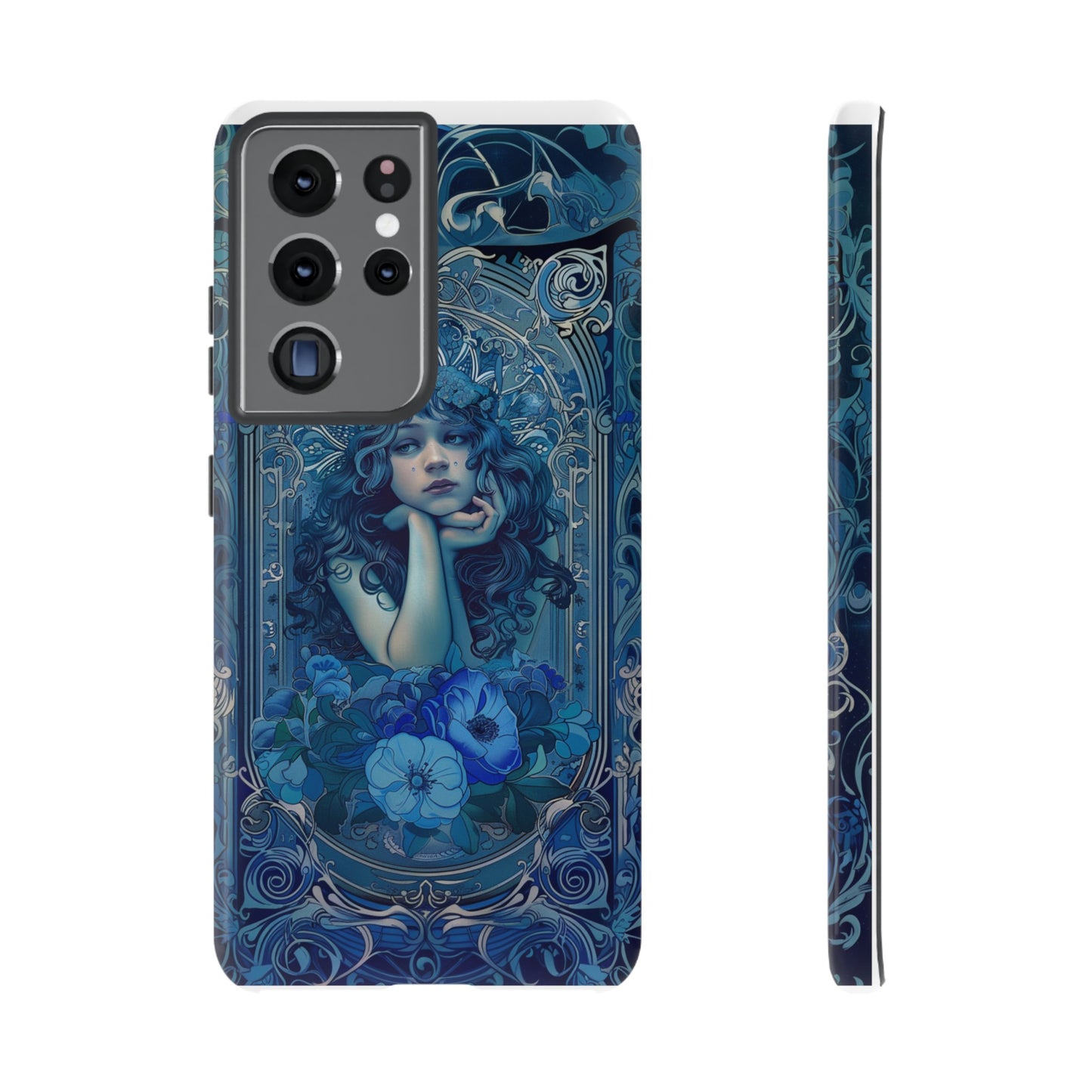 Blue Floral Art Nouveau Style Phone Case