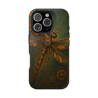 Steampunk dragonfly phone case with unique magnetic tough cover for iPhone 16 Pro