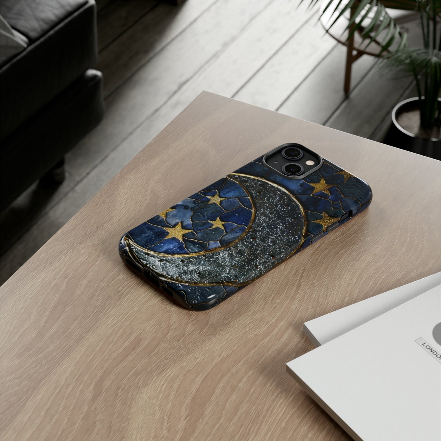 Moon Stars Stained Glass Starry Night Phone Case