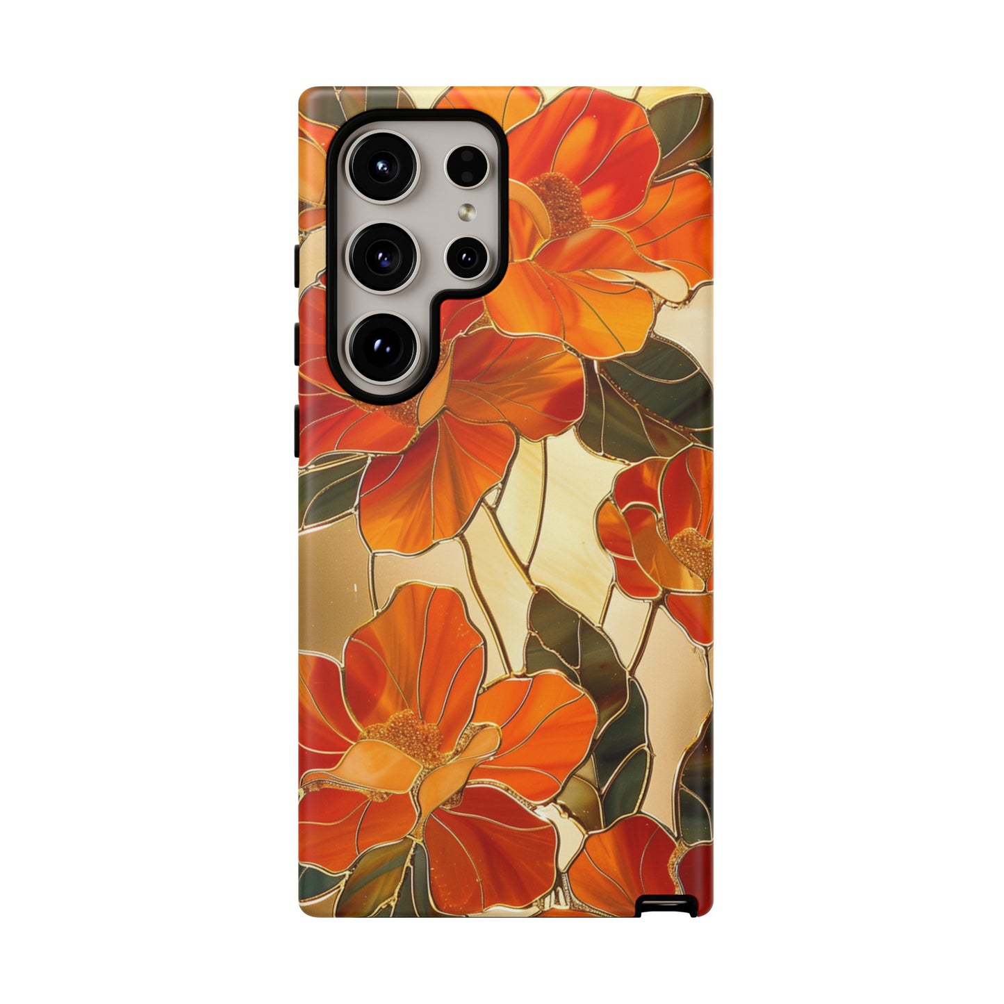 Orange Floral Phone Case Stained Glass Flower Aesthetic