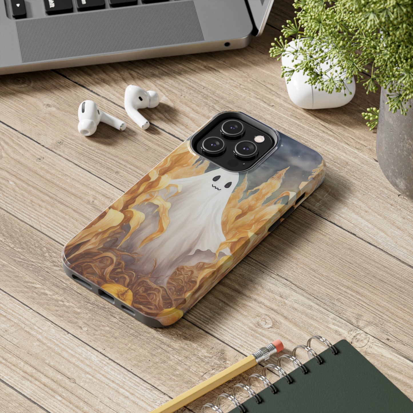 Ghost of Halloween Fall Pumpkins iPhone Case | Embrace the Spooky Autumn Vibes