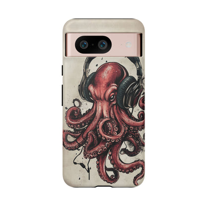 Retro Style Japanese Octopus Listening to Headphones Phone Cover