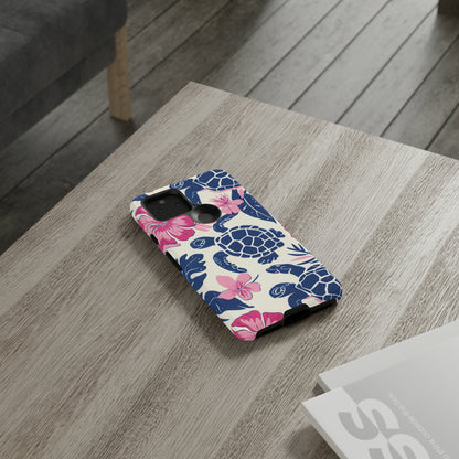 Undersea Floral Blue Sea Turtle Phone Case