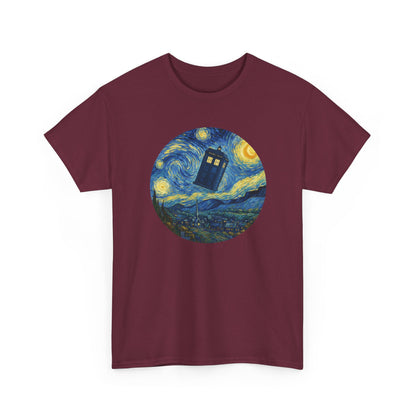 Van Gogh Police Box Starry Night Fantasy Parody Graphic T-Shirt