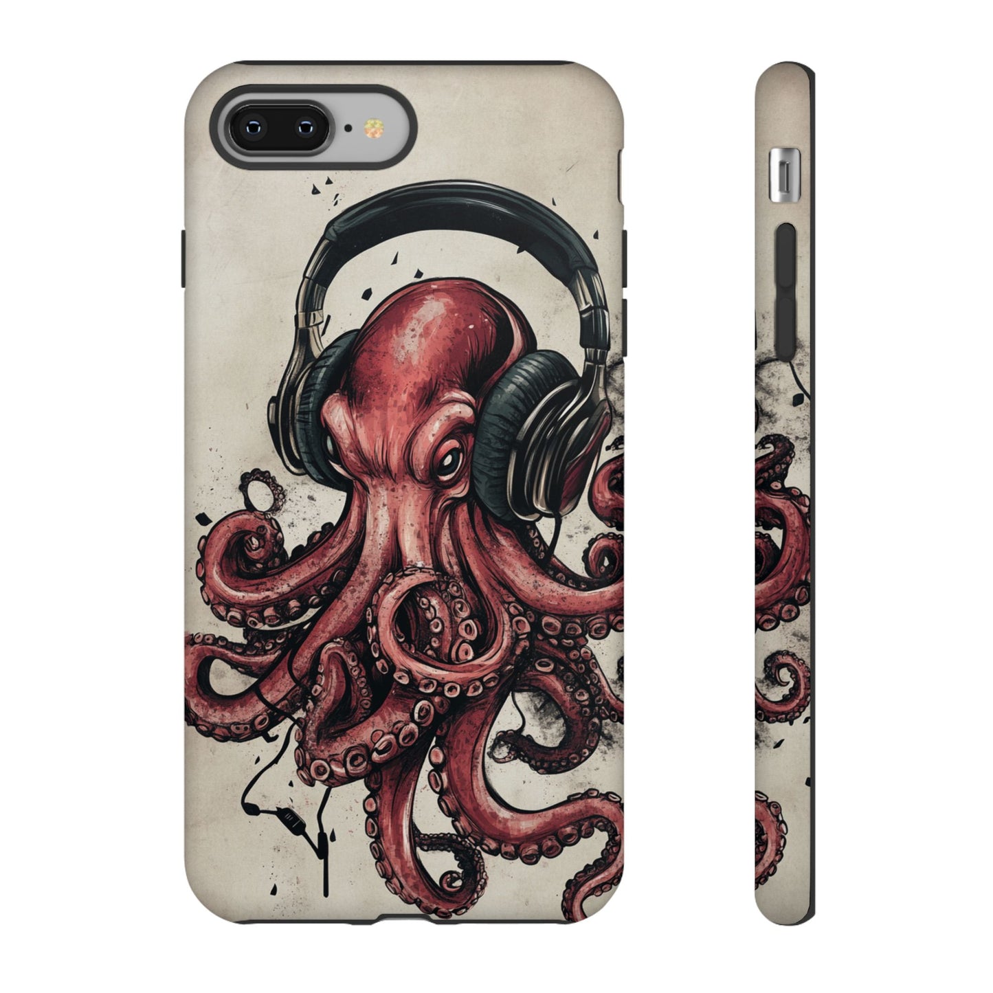 Retro Style Japanese Octopus Listening to Headphones Phone Cover