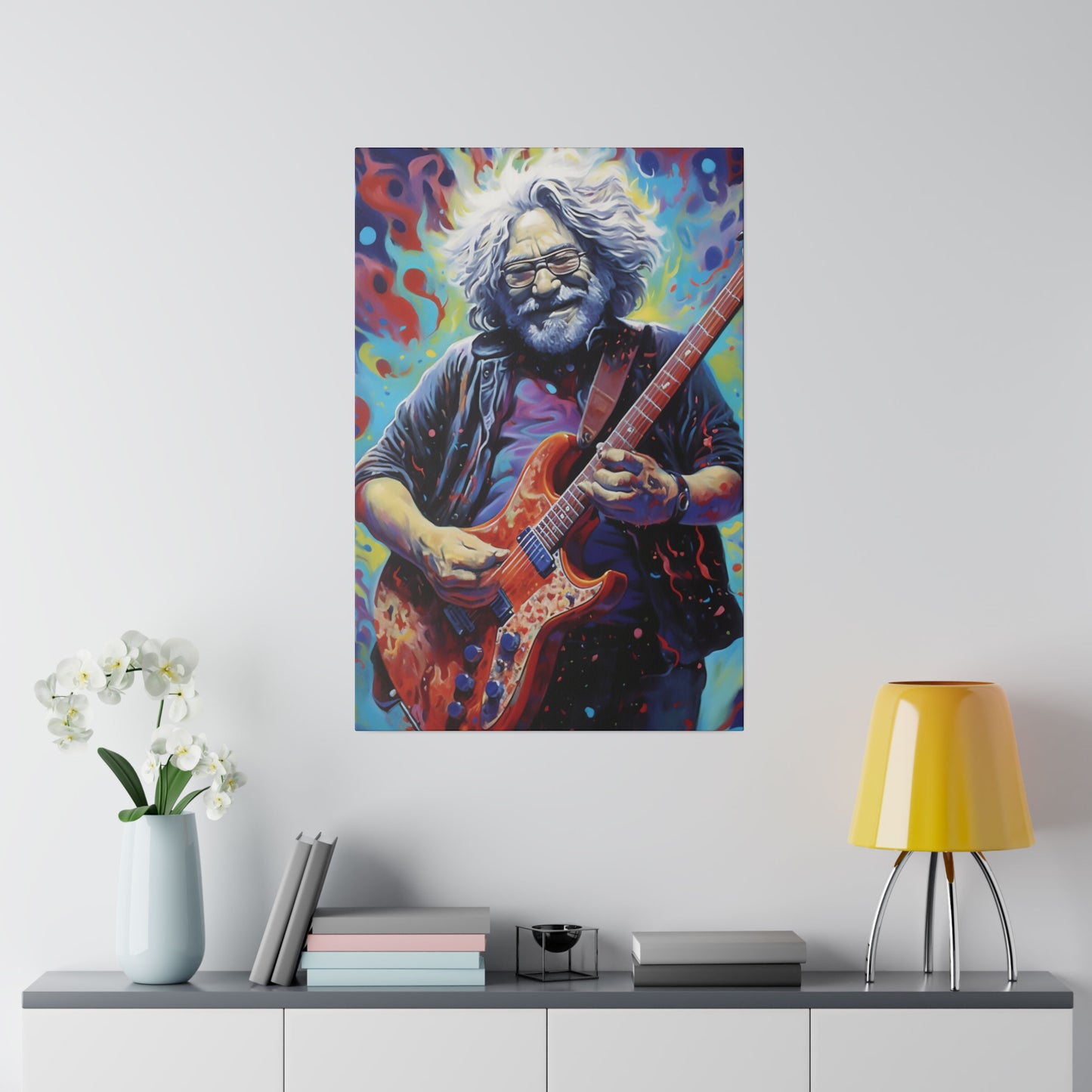 Jerry Garcia Rocking Guitar Pop Art  | Stretched Canvas Print