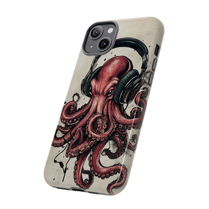 Retro Style Japanese Octopus Listening to Headphones Phone Cover