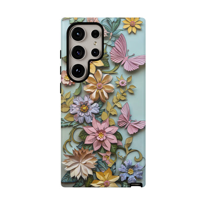 Pastel Pink Butterflies and Flowers iPhone Case