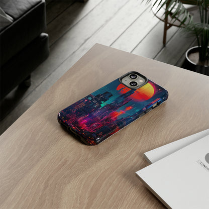 Cyberpunk Full Moon Cityscape Phone Case