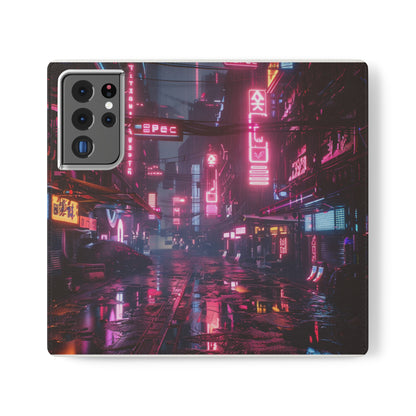 Cyberpunk City at Night Wallet Case