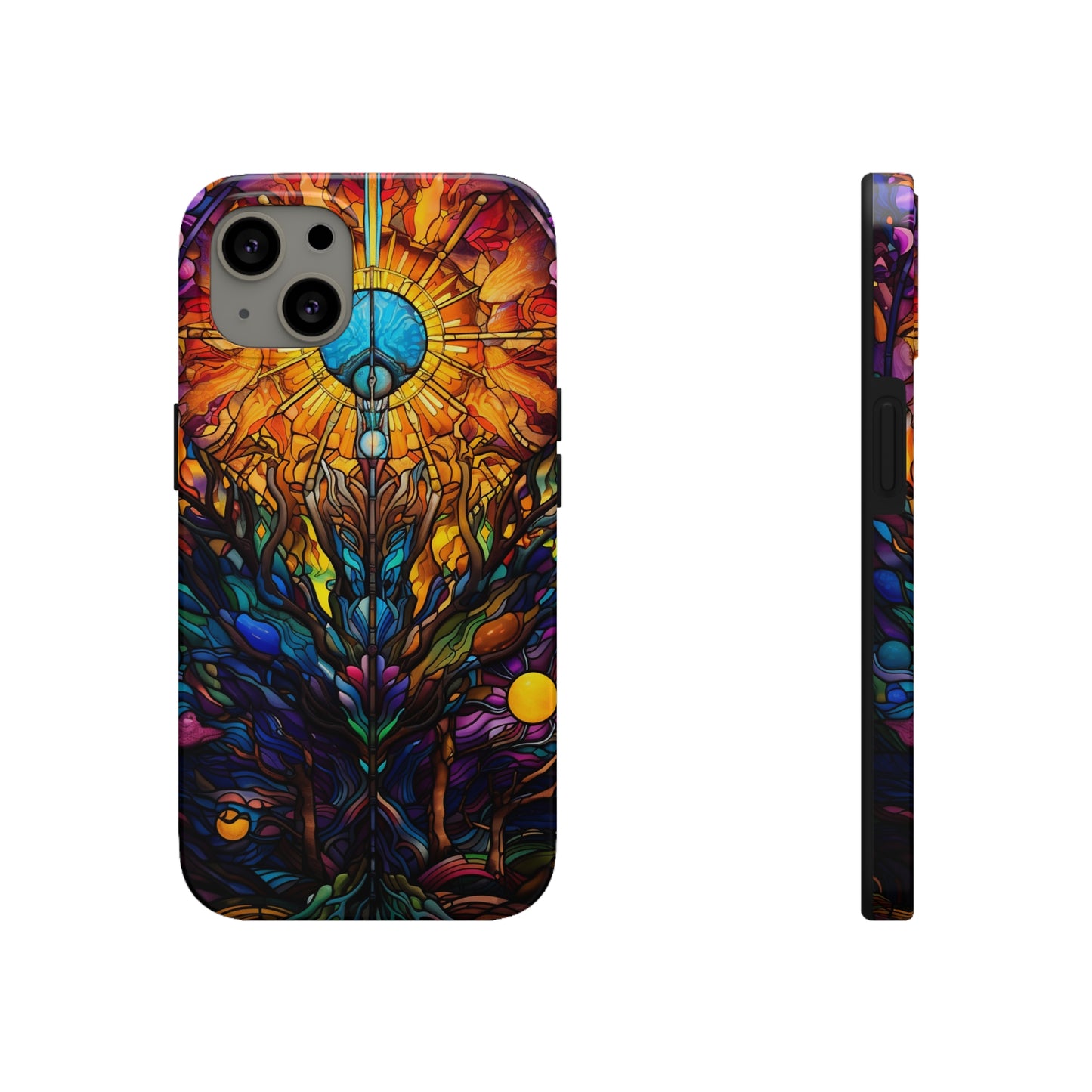 Stained Glass Tough iPhone Case | Trippy Psychedelic Colorful Flowers Floral Aesthetic Retro iPhone 14 Plus 13 12 7 8 Se Trendy Hippie Boho