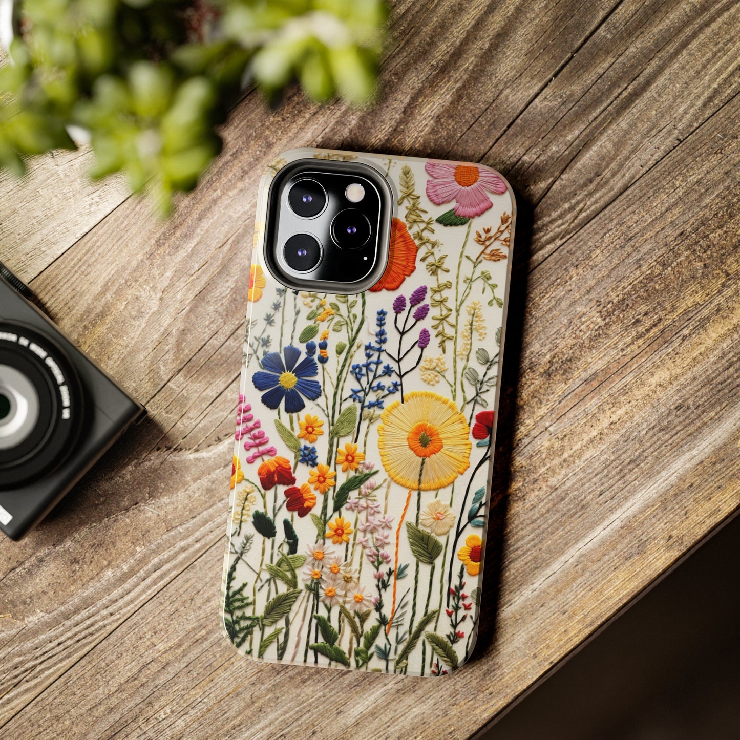 Wildflowers Floral Embroidery iPhone Case