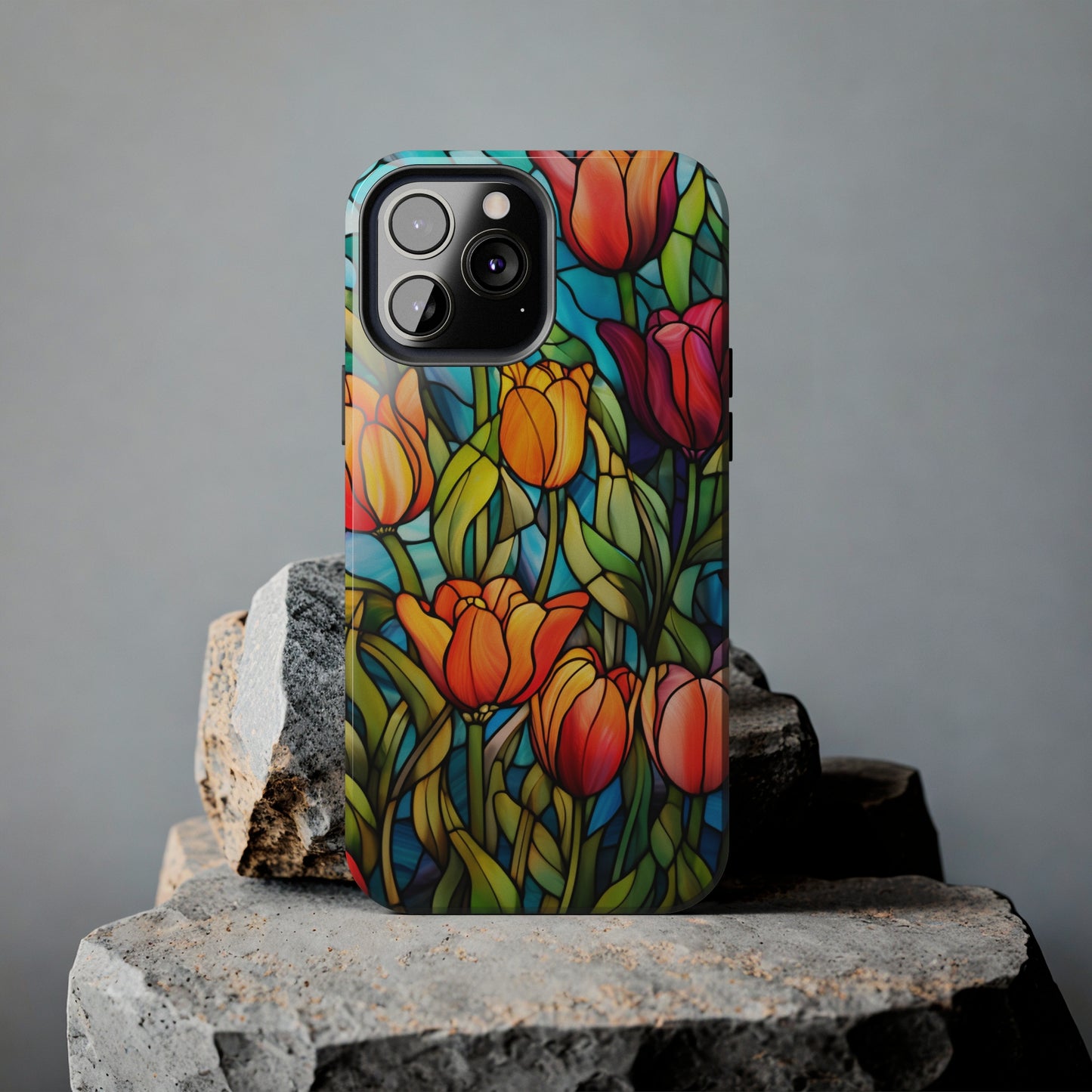 Stained Glass Tulip Floral Aesthetic iPhone Case | Embrace the Beauty of Nature in Full Bloom