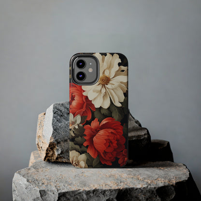 Vintage Floral Aesthetic Phone Tough Case | Antique Elegance for iPhone