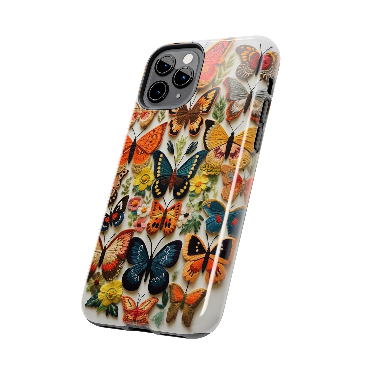 Embroidery Butterflies iPhone Case | Whimsical Elegance and Nature's Beauty in Handcrafted Detail