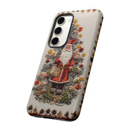 Vintage Embroidery Christmas Santa Phone Case