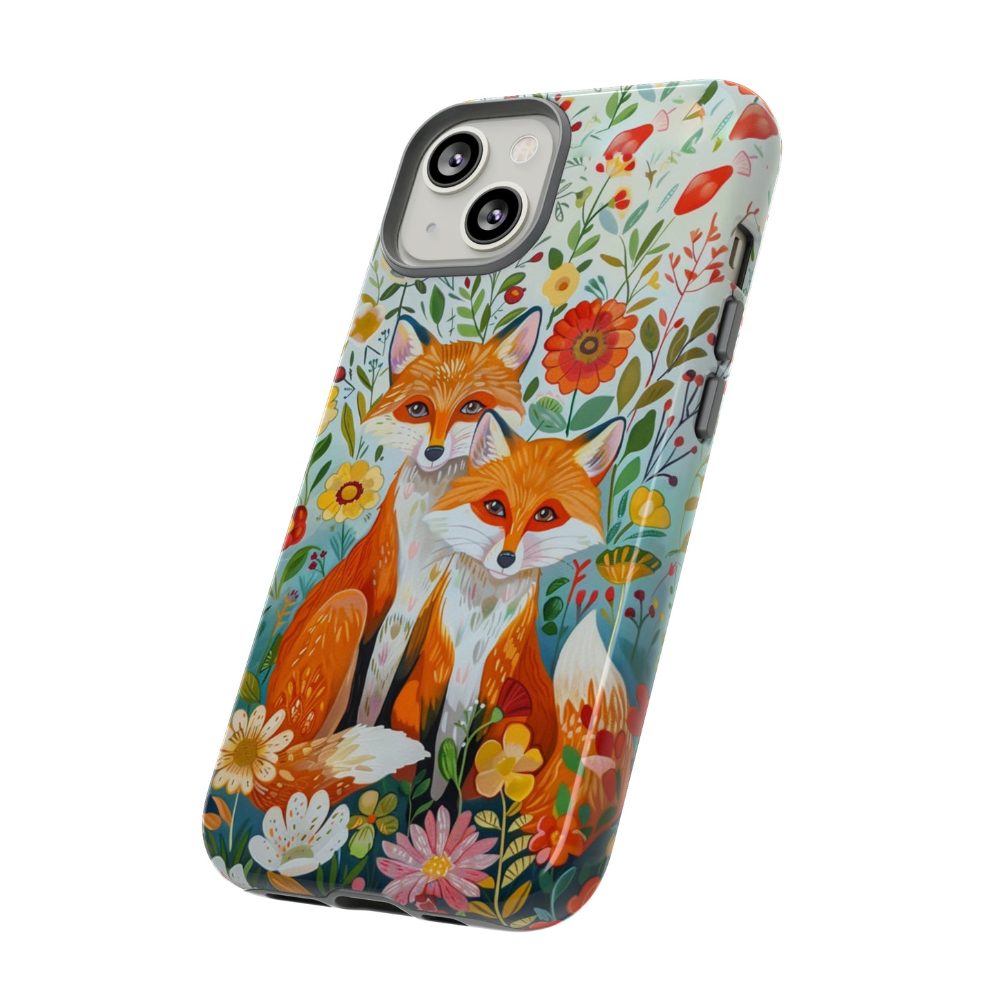 Foxes in the Floral Garden Phone Case