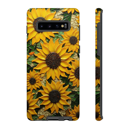 Sunflower Floral Color Explosion Mosaic Glass