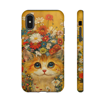 Cute Cat in Floral Garden Phone Case