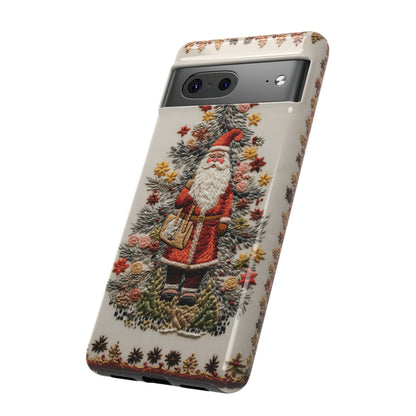 Vintage Embroidery Christmas Santa Phone Case