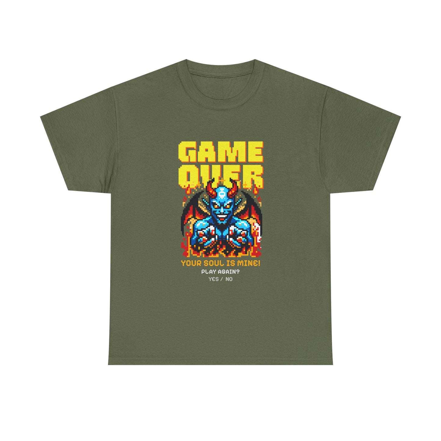 Satan Game Over T-Shirt Retro Gaming Dark Humor Sci-Fi Tee