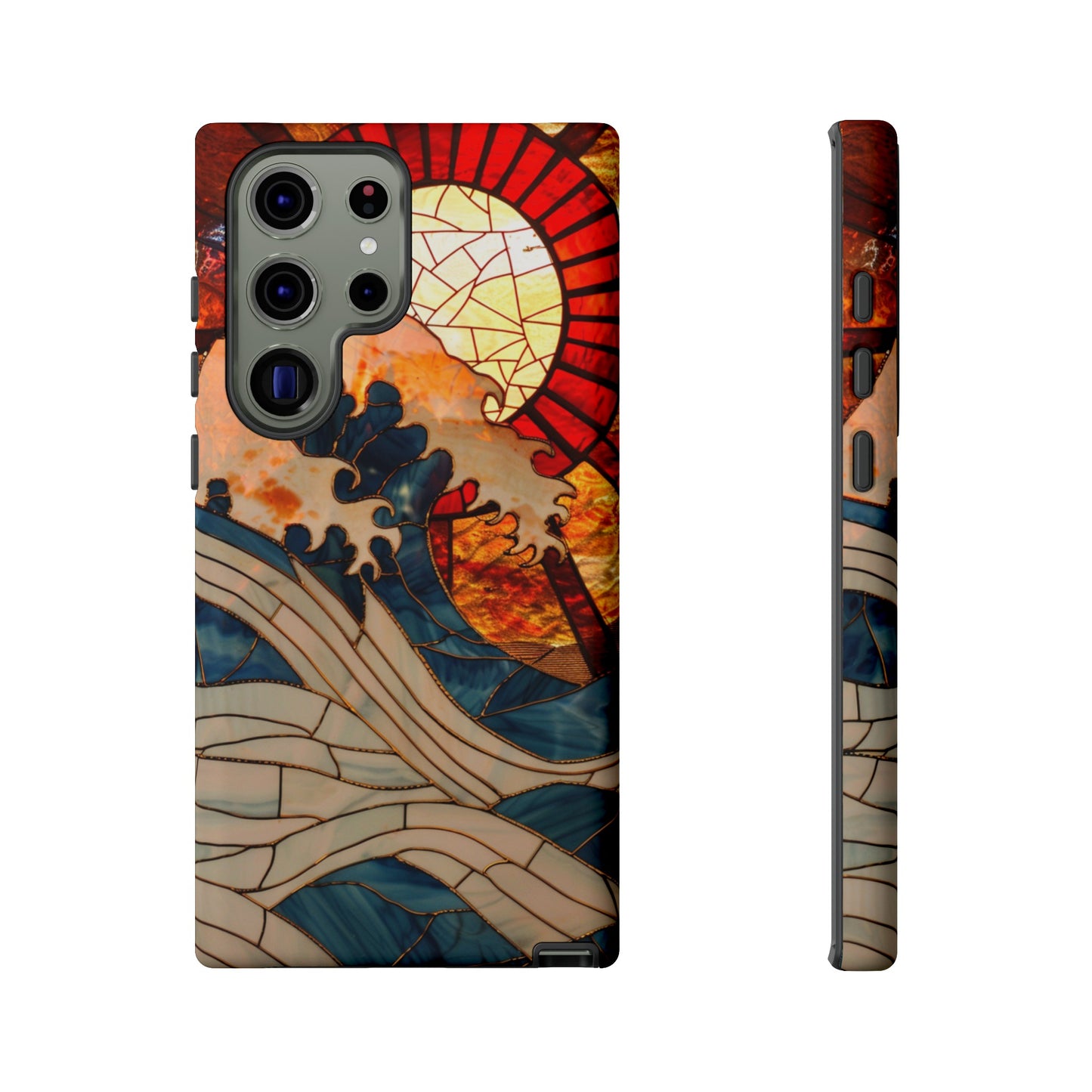 Japanese Rising Sun Phone Case Stained Glass Ocean Wave