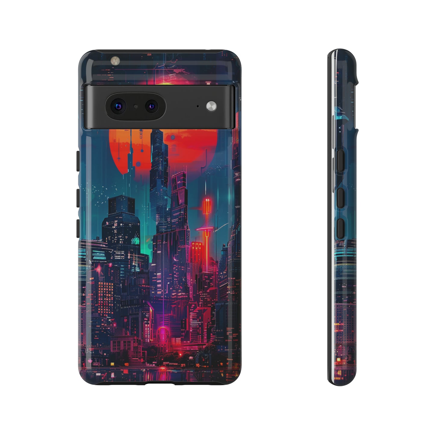 Cyberpunk Full Moon Cityscape Phone Case