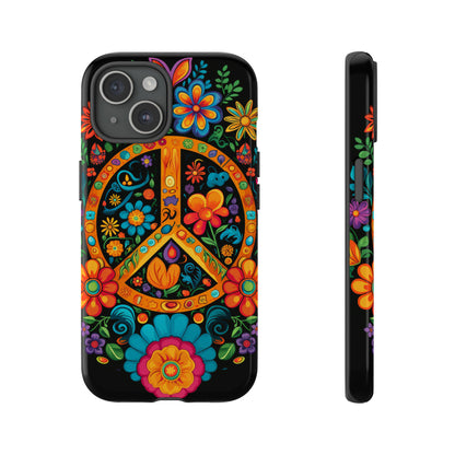 Peace sign embroidery floral case for iPhone 15