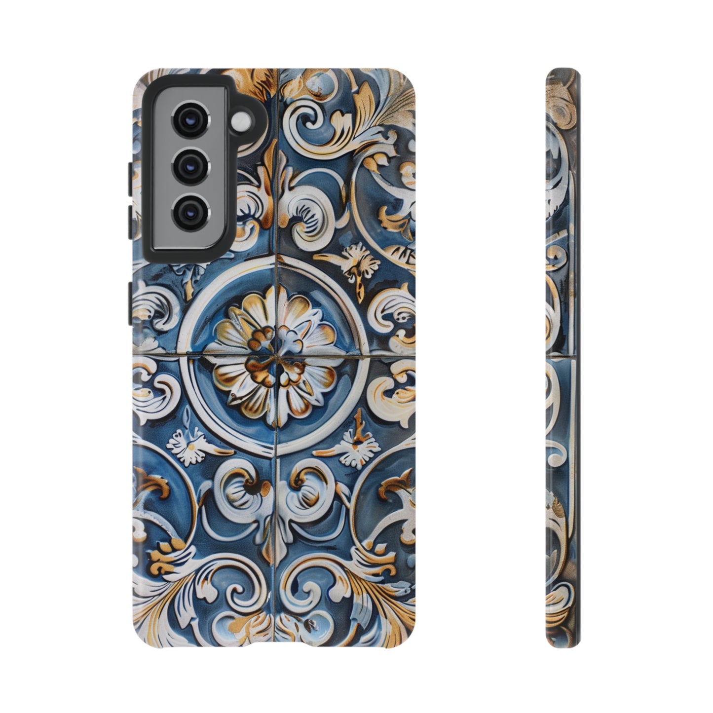 Azulejo Porcelain Blue & Creamy White Tile Mediterranean Design Phone Case