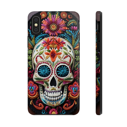 Embroidery Style Skulls Goth Dark Academia Tough Case iPhone Case