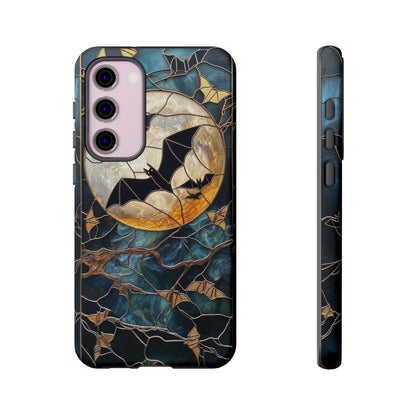 Halloween Phone Case Bats Stained Glass Style Spooky Moon Phone Cover