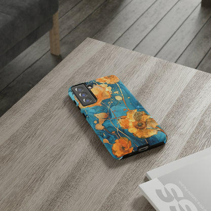 Gold Poppies Color Splash Floral Design Phone Case