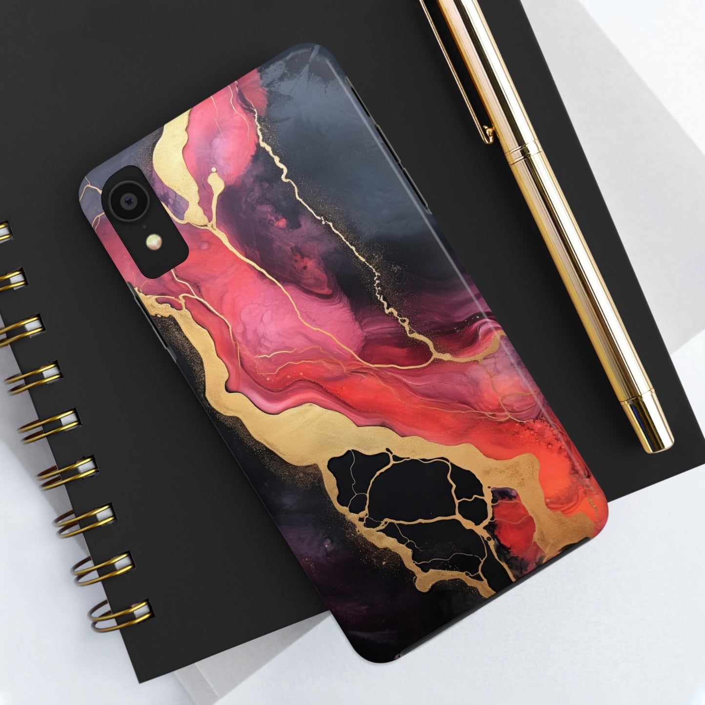 Marbled Dark Lava flow Phone Case | Embrace the Mesmerizing Multicolor Art