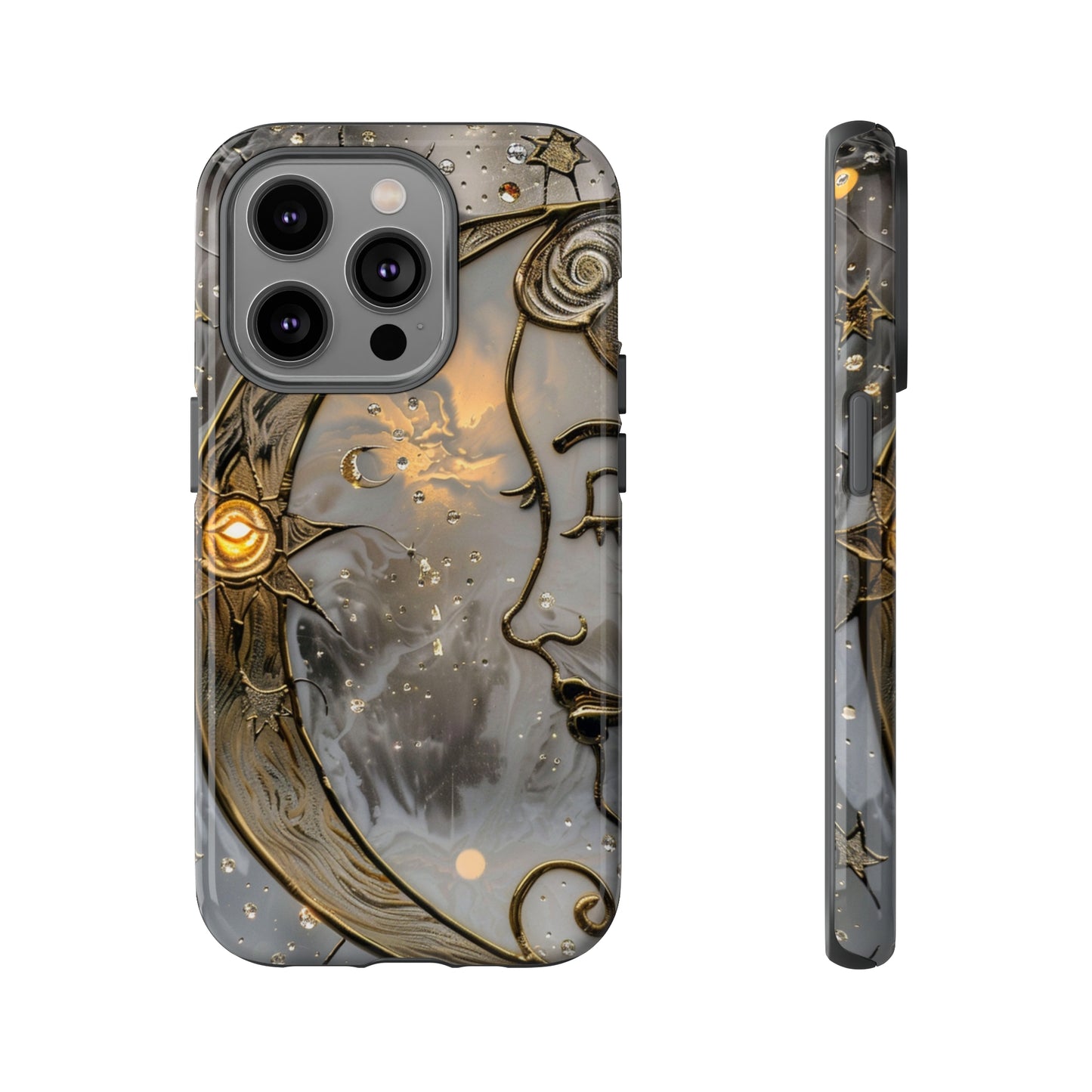 Moon Stars Stained Glass Starry Night Phone Case