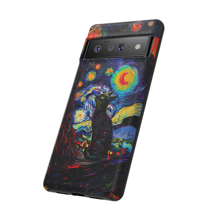 Starry Night Black Cat Van Gogh Painting Art Phone Case