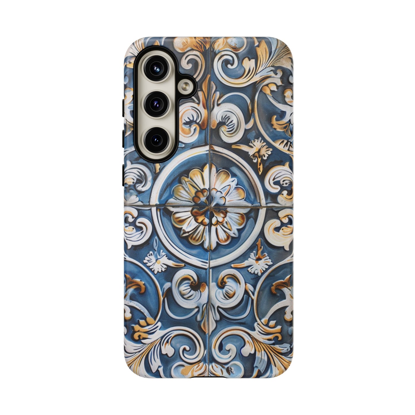 Azulejo Porcelain Blue & Creamy White Tile Mediterranean Design Phone Case