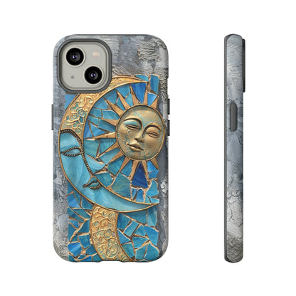 Boho Sun and Moon Mosaic Tile Stained Glass Phone Case