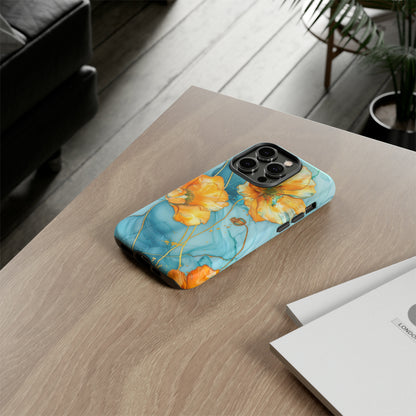 Gold Poppies Color Splash Floral Design Phone Case