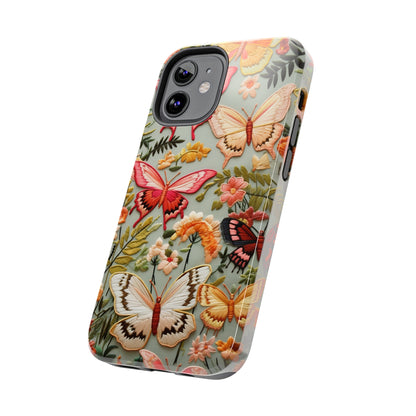 Embroidery Butterflies iPhone Case | Whimsical Elegance and Nature's Beauty in Handcrafted Detail